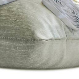 Decorative Oblong/Lumbar Rectangle Throw Pillow Covers Couch 12x16 Silver Silk Pillows Ribbon Embroidered Bedroom - Rose Garden - thumbnail 2