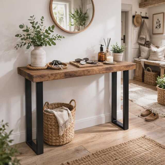 Grantham Console Table Industrial Box Legs - image 1