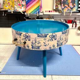 Round Coffee Table , Nautical Sea Design, Blue, Teal & Cream. Boat Decor. Table, Lift Off Top With Storage . End Lounge