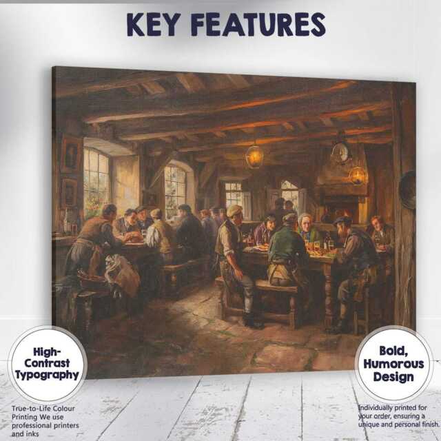 Warm Country Inn Dining Room Interior Painting Canvas Wall Art Print Decor Picture Ready To Hang - image 1