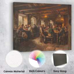 Warm Country Inn Dining Room Interior Painting Canvas Wall Art Print Decor Picture Ready To Hang - thumbnail 2