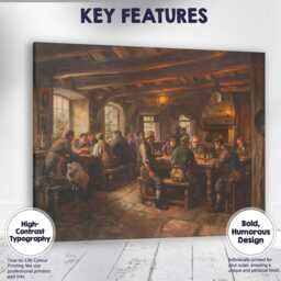 Warm Country Inn Dining Room Interior Painting Canvas Wall Art Print Decor Picture Ready To Hang - thumbnail 1