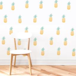 Pineapple Toss - Yellow Fabric Wall Decal Tropical Mej - thumbnail 2