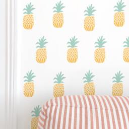 Pineapple Toss - Yellow Fabric Wall Decal Tropical Mej - thumbnail 3