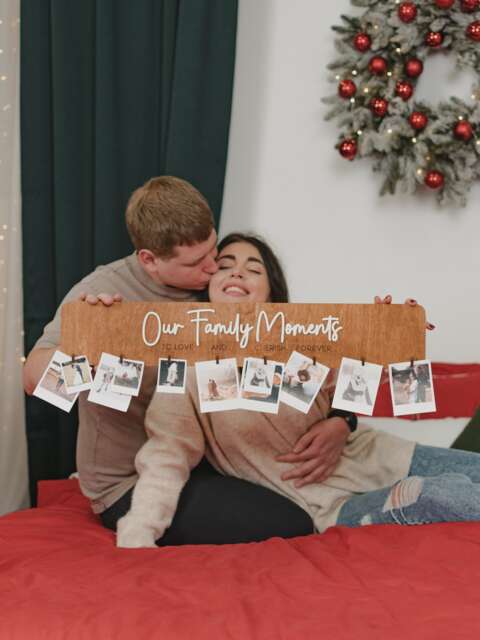 Wooden Family Sign, Valentines Day Gifts For Couples Wall Decor Photo Display Anniversary Gifts, in These Moments Picture Frame - image 1