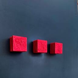 Monochrome Relief Concrete Wall Art, Wabi Sabi Plaster - Stratum Red - thumbnail 3