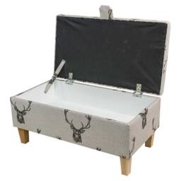 Storage Footstool Ottoman Pouffe Blanket Toy Box in A Stag Deer Cotton Upholstered Fabric - thumbnail 2