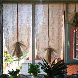 Vintage Embroidered Tie Up Valance Farmhouse Floral Sheer Curtain - thumbnail 3