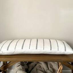 Erin - Charcoal Pattern Lumbar Monochrome Linen Modern Farmhouse Cushion Covers - thumbnail 3