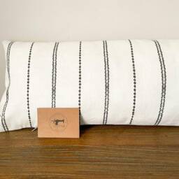 Erin - Charcoal Pattern Lumbar Monochrome Linen Modern Farmhouse Cushion Covers - thumbnail 2