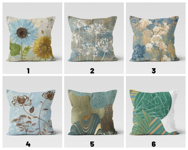 Floral Abstract Cushion Cover, Paint Effect Pillow Case, Modern Flower Boho Living Room Decoration, Bedroom Throw Top - image 1