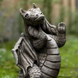 Fantasy Dragon Statue Concrete Baby Figurine Cement Animal Ornament Mythical Sculpture Sitting Wings Personalized Gift - thumbnail 2