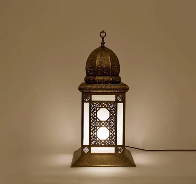 Moroccan Brass Floor Lamp, Handmade Custom Light, Contemporary Traditional Solid Home Decor - image 1