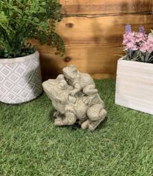 stone Garden Piggyback Pair Of Frog/Toad Gift Concrete Ornament - thumbnail 1