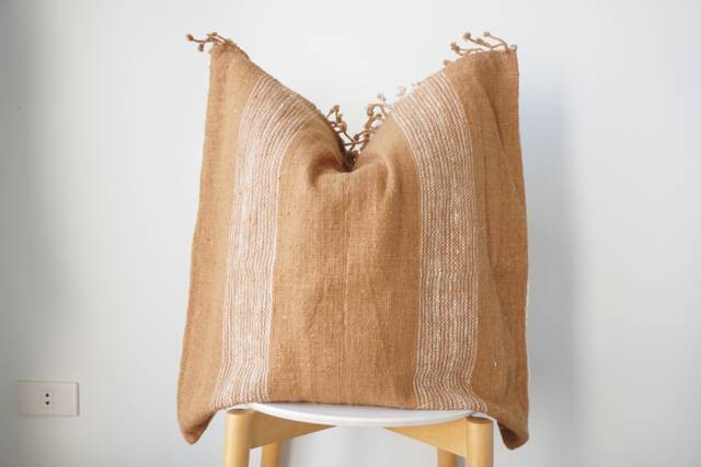 Brown Tribal Hemp Hand Woven Natural Dye Color Pillow Cover - image 1