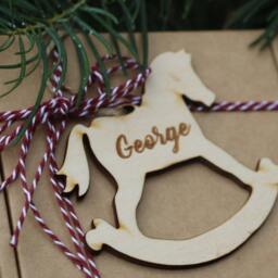 Personalized Laser Cut Horse Ornament/Custom Wood With Name/Rocking Ornament/xmas Tree Ornament/Baby's First Christmas - thumbnail 4