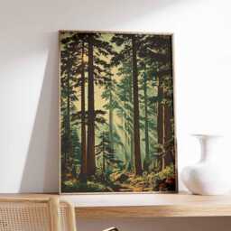 Pine Trees Poster, Nature Wall Art, Forest Print, Evergreen Decor, Woodland Tree Art Botanical Gift Idea - thumbnail 2