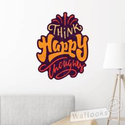 Think Happy Thoughts Wall Quote, Inspirational Message, Words, Self Adhesive Sticker, Peel & Stick Graphic - thumbnail 4