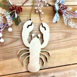 Red Lobster Christmas Ornament - Handmade Coastal Tree Decoration - thumbnail 2