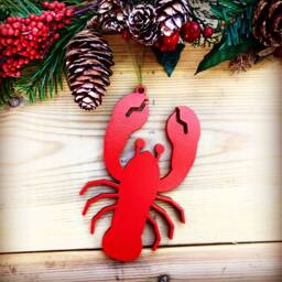 Red Lobster Christmas Ornament - Handmade Coastal Tree Decoration - thumbnail 1