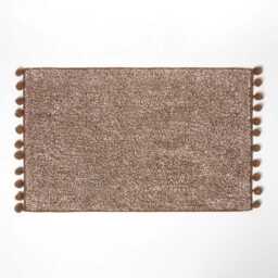 Luxury Tufted Cotton Bath Mat With Pom Edge - Super Absorbent & Non-Slip, 50x80cm Chocolate Brown, Sage Green, Natural - thumbnail 2