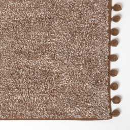 Luxury Tufted Cotton Bath Mat With Pom Edge - Super Absorbent & Non-Slip, 50x80cm Chocolate Brown, Sage Green, Natural - thumbnail 3