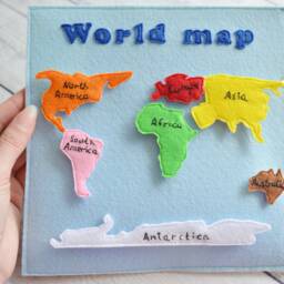Felt World Map Busy Book Page Montessori Toddler Toy - thumbnail 4