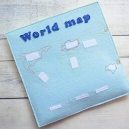 Felt World Map Busy Book Page Montessori Toddler Toy - thumbnail 2