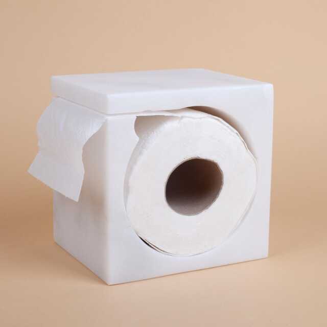 Handmade White Marble Toilet Paper Holder Bathroom Accessory - image 1
