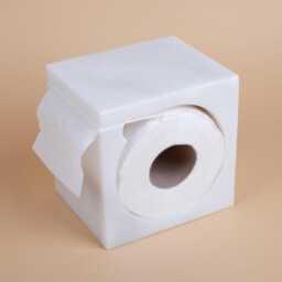 Handmade White Marble Toilet Paper Holder Bathroom Accessory - thumbnail 2