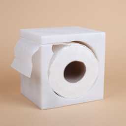 Handmade White Marble Toilet Paper Holder Bathroom Accessory - thumbnail 1