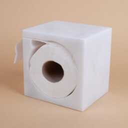 Handmade White Marble Toilet Paper Holder Bathroom Accessory - thumbnail 3