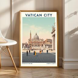 Vintage Vatican City Travel Poster St. Peter's Basilica Art Print - thumbnail 1