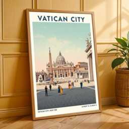 Vintage Vatican City Travel Poster St. Peter's Basilica Art Print - thumbnail 3