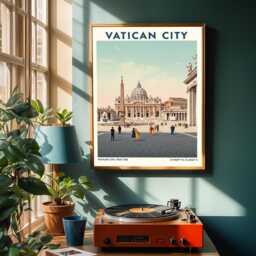 Vintage Vatican City Travel Poster St. Peter's Basilica Art Print - thumbnail 2
