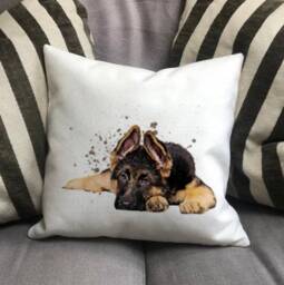 Personalised German Shepherd Dog Country Canvas Cushion - Customised Owner & Lover Linen Puppy Cover With Inner Filler - thumbnail 3