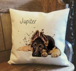 Personalised German Shepherd Dog Country Canvas Cushion - Customised Owner & Lover Linen Puppy Cover With Inner Filler - thumbnail 1