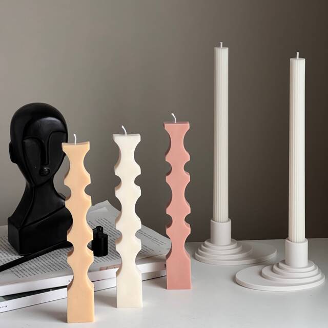 Greko Geometric Soy Wax Candle Decorative Column Pillar Candle - image 1