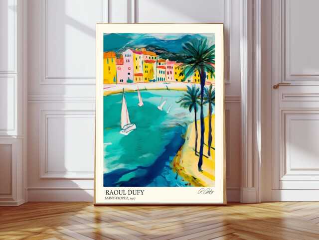 Raoul Dufy St Tropez Poster - Art Print Travel France , Coastal Prints, Neutral Wall Art, French Wall, Sea - image 1