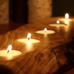 Personalized Rustic Wood Tea Light Candle Holder - 5Th Anniversary Gift - thumbnail 3