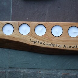 Personalized Rustic Wood Tea Light Candle Holder - 5Th Anniversary Gift - thumbnail 4