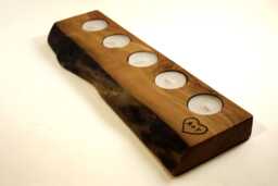Personalized Rustic Wood Tea Light Candle Holder - 5Th Anniversary Gift - thumbnail 1