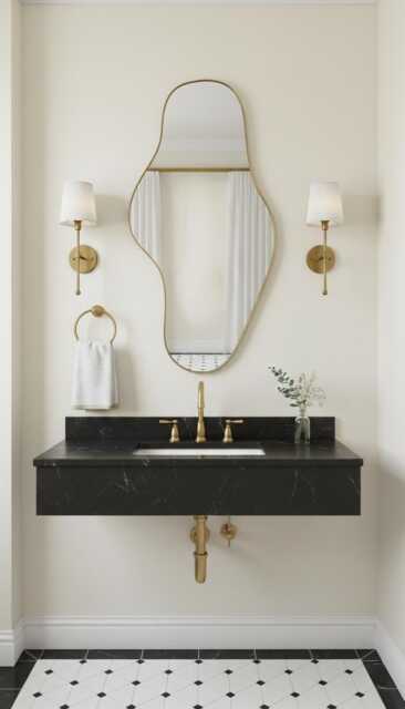 Asymmetrical Mirror, Irregular Wall Modern Organic Brass Vanity Mirrors - image 1
