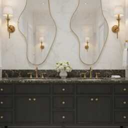 Asymmetrical Mirror, Irregular Wall Modern Organic Brass Vanity Mirrors - thumbnail 3