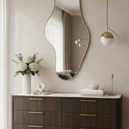 Asymmetrical Mirror, Irregular Wall Modern Organic Brass Vanity Mirrors - thumbnail 2