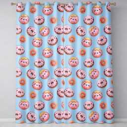Cute Kawaii Donuts Sky Blue Frosted Sweet Dessert Seamless Pattern Readymade Eyelet Ring Top Thermal 100% Blackout Curtains - thumbnail 2