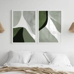 Sage Green Abstract Art Prints - Set Of 2, Modern Home Decor - thumbnail 2