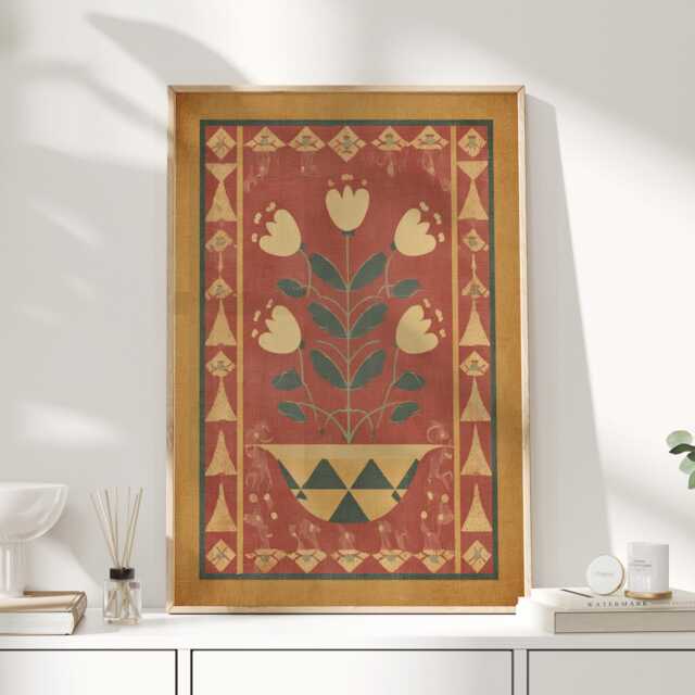 Hearth Tulip - Folk Art Floral Wall Vintage Kitchen Print - image 1