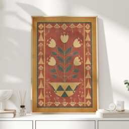 Hearth Tulip - Folk Art Floral Wall Vintage Kitchen Print - thumbnail 1