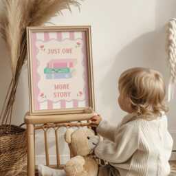 Just One More Story Print, Pastel Girls Room Decor, Nursery Playroom Wall Art - thumbnail 1